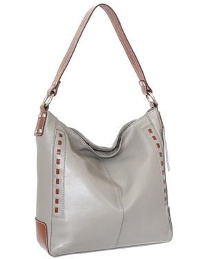 Nino Bossi Alyssa Genuine Leather Hobo Bag - Grey