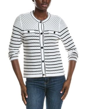 Anne Klein Stitch Stripe Cardigan - Blue