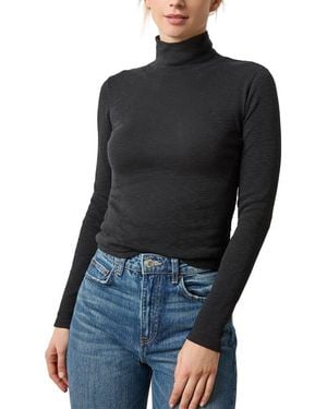 Lilla P Slim Fit Rib Slub Turtleneck Shirt - Black