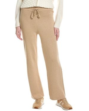 Anne Klein Wide Leg Wool & Cashmere-Blend Jumper Pant - Natural