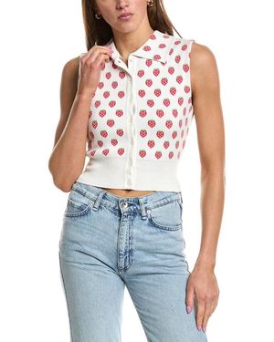 Rowing Blazers Knit Collared Button-Up Cashmere-Blend Tank - Blue