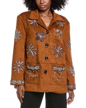 Beulah London Embellished Jacket - Brown