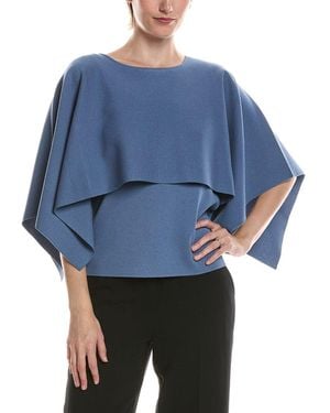 Anne Klein Sweater Cape Top - Blue