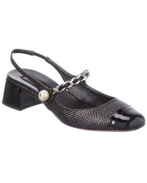 Miu Miu Logo Leather Slingback Pump - Black