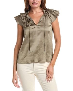 DKNY Ruffle Neck Tie Top - Brown