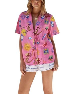 AMINA GLAM Shirt & Short Set - Pink