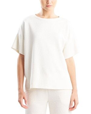 Natori Quilted Geo Knit Jacquard Short Sleeve Top - White