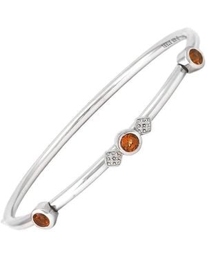 Gemstones Steel 0.70 Ct. Tw. Diamond & Citrine Bangle Bracelet - White