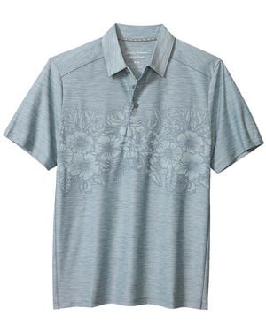 Tommy Bahama Palm Coast Hibiscus Border Polo Shirt - Blue