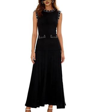 LEON GORI Sleeveless Solid Maxi Dress - Black