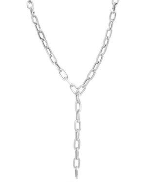 Chloe and Madison Paperclip Lariat Necklace - Metallic