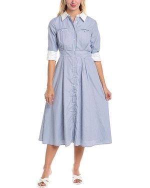 Gracia Pleated Shirtdress - Blue