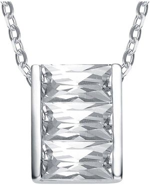 Genevive Jewelry Silver Cz Pendant - Multicolor