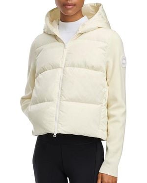 Canada Goose Hybridge Wide Quilt Knit Wool Hoodie - Natural