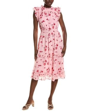 Cece Printed Midi Dress - Red