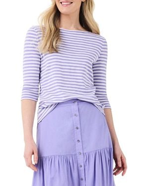NIC+ZOE 3/4-Sleeve Stripe Boat T-Shirt - Purple