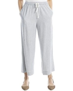 Max Studio Linen-Blend Drawstring Crop Pant - Grey