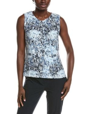 Anne Klein Asymmetrical Pleat Neck Shell - Blue