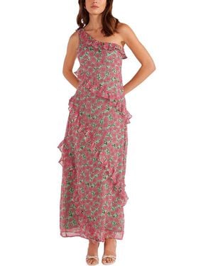 MINKPINK Grace One Shoulder Maxi Dress - Red