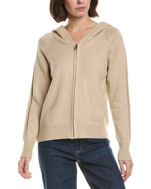 Brodie Cashmere Ribbed Zip Up Cashmere-Blend Hoodie - Blue