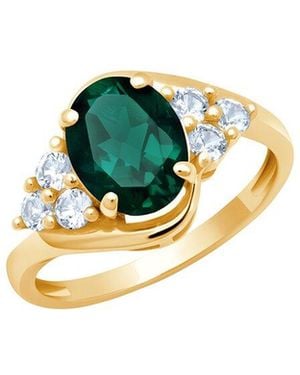 MaxColor 10K 1.70 Ct. Tw. Lab-Grown Emerald Halo Ring - Blue