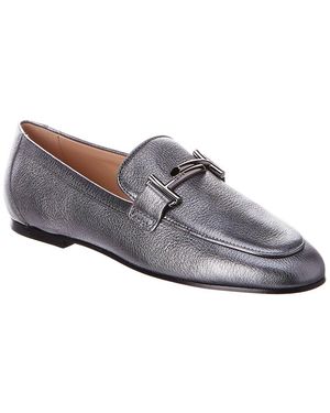 Tod's Tods Double T Metallic Leather Loafer - Grey