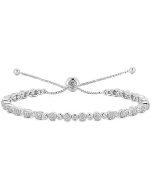 Glaze Jewelry Cz Alternating Tennis Bolo Bracelet - White