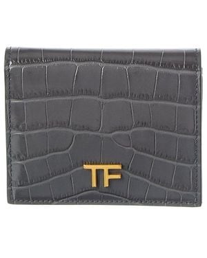 Tom Ford Leather Card Case - Grey