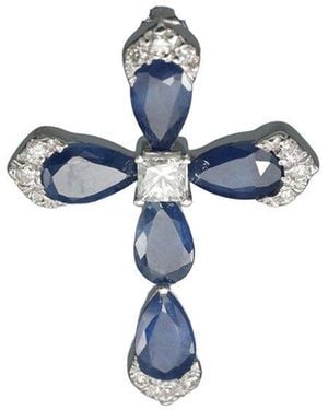 Diana M. Jewels Fine Jewellery 10K 1.62 Ct. Tw. Diamond & Sapphire Necklace - Blue