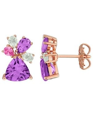 Rina Limor Rose-Plated 4.54 Ct. Tw. Gemstone Earrings - Pink