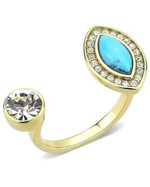 Alamode Jewelry Plated Stainless Steel Ring - Blue