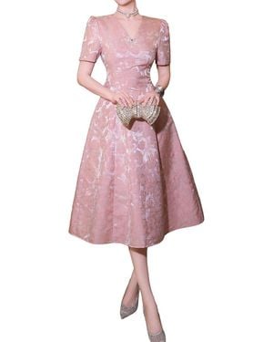 BRC By BURRYCO Short Sleeve Embellished Midi Dress - Pink