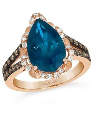 Le Vian Big Stone 14K Rose 5.29 Ct. Tw. Diamond & London Topaz Cocktail Ring - Blue