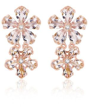 Nina Zhou Jewelry 14K 5.92 Ct. Tw. Diamond & Morganite Drop Earrings - Pink
