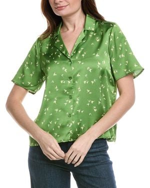 Tahari Printed Camp Shirt - Green