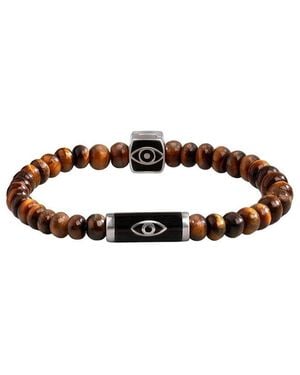 Karma and Luck Plated Tiger Eye Stretch Bracelet - Brown