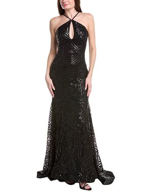 Jovani Halter Neck Embellished Dress - Black