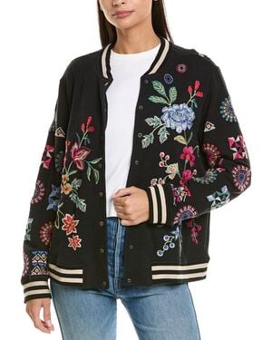 Johnny Was French Terry Bomber Jacket - Black