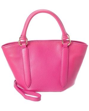 Italian Leather Top Handle Tote - Pink