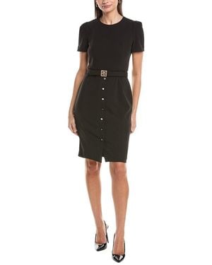 Anne Klein Box Pleat Sleeves Sheath Dress - Black