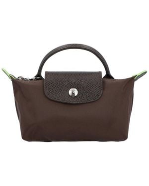 Longchamp Le Pliage Canvas Pouch With Handle - Brown