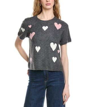 Cece All Over Heart Sweater - Gray