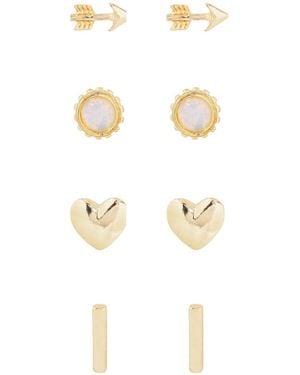 Ettika 18K Plated Opal Set Of 4 Pairs Of Love Charm Studs - White