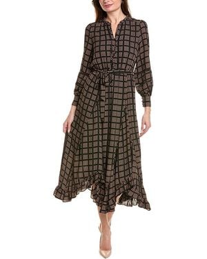 Tahari Tie Neck Maxi Dress - Brown