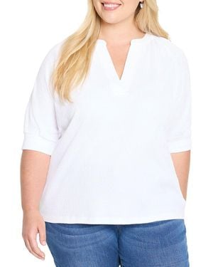 NIC+ZOE Plus Crinkle Knit Café Top - White