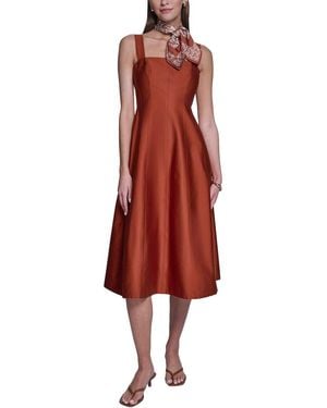 Halston Sleeveless Sateen Dress - Red