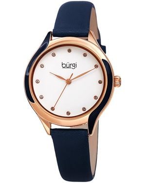 Burgi Burgi Genuine Leather Watch - Blue