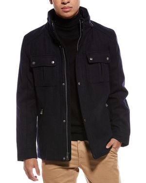 Cole Haan Melton Wool-Blend Coat - Black