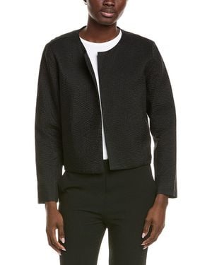 Eileen Fisher Round Neck Silk Jacket - Black
