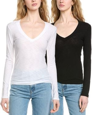 James Perse 2Pk Relaxed V-Neck T-Shirt - Black